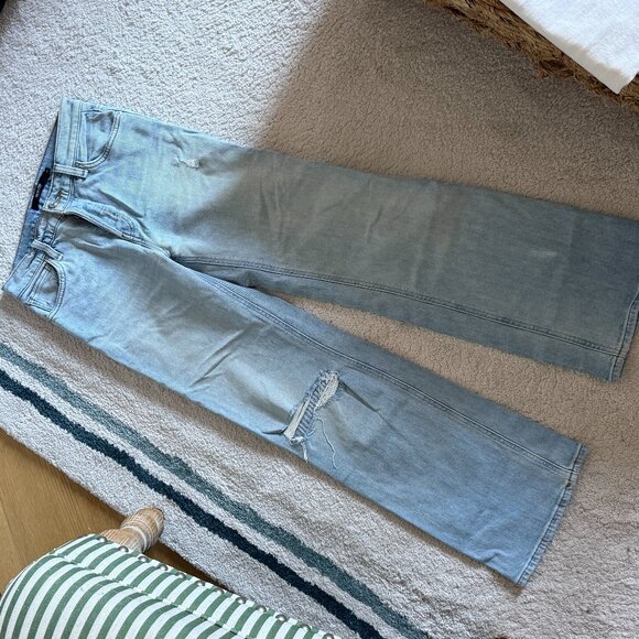 Hudson Remi High-Rise Straight Ankle Jean - Light Wash Distressed Wide Leg Pants - Picture 5 of 9